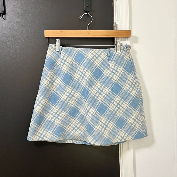 Vintage Dresses & Skirts - 🌟HOST PICK!🌟 60s-70s Vintage 🩵 Plaid Wool Handmade A-Line Mini Skirt